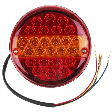 12V/24V 20LED Hamburger Rear Tail Stop Indicator Lights Round For Trailer Truck Caravan Van ATV Bus