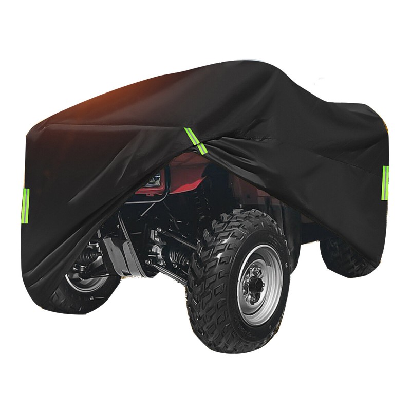 190T Waterproof Quad Bike ATV Cover with Reflective Stripe Black Universal Covers 210x120x115cm