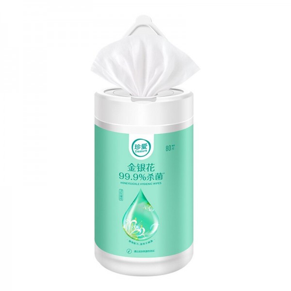 80pcs/Barrel Sterilization Wet Wipes Honeysuckle Antibacterial Hand Cleaning Sanitary Tissue Sterilized Cleaner