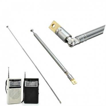 Replacement 60cm Six Sections Silver Telescopic Antenna Aerial for Radio TV KL