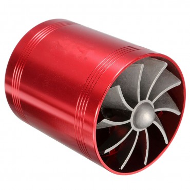 Universal Car Turbo Supercharger Air Intake Dual Fan Turbonator Gas Fuel Saver