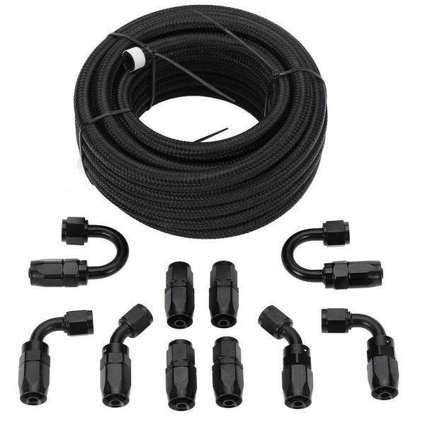 6M 6AN Nylon Braided Oil Gas Fuel Hose Line with Fittings Hose Adapter