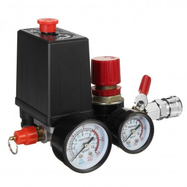 Air Compressor Pressure Switch Control Valve Regulator Gauges W/ Quick Connector
