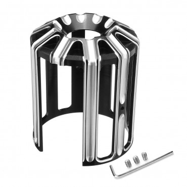 CNC Aluminum Oil Fuel Filter Cover Cap Trim 10-Gauge For Harley Twin Cam Models Black