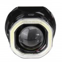 2.5 Incn Car COB LED Angel Eyes Halo Headlight Day Running Lights DRL HID Xenon Projector Lens Kit Square For LHD