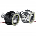 2.5 Incn Car COB LED Angel Eyes Halo Headlight Day Running Lights DRL HID Xenon Projector Lens Kit Square For RHD