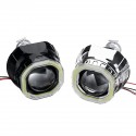 2.5 Incn Car COB LED Angel Eyes Halo Headlight Day Running Lights DRL HID Xenon Projector Lens Kit Square For RHD