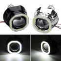 2.5 Incn Car COB LED Angel Eyes Halo Headlight Day Running Lights DRL HID Xenon Projector Lens Kit Square For RHD