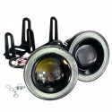 2PCS 30W LED Car Fog Lights White with 2.5/3/3.5 Inch COB Angle Eyes Halo Ring Bulb Ice Blue Universal