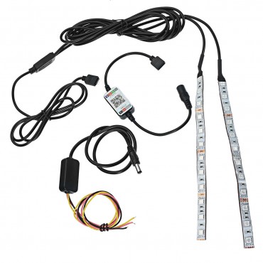 2Pcs 20cm Flexible RGB 12-LED Demon Angel Eyes Lights Kit 5W 12V Phone APP Control for 2.5inch/2.8inch/3.0inch Retrofit Projector Lens