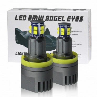 2Pcs Car LED Angel Eyes Lights H8 Headlights 1600LM 6500K With Connector For BMW