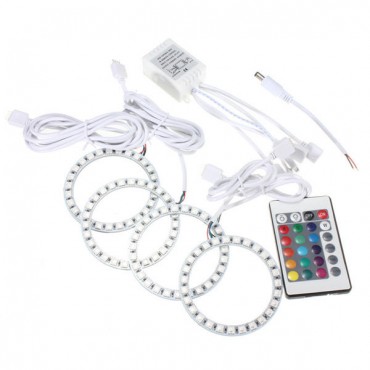 4PCS RGB 80MM Multi-Color 5050 Flash LED SMD 12V Angel Eyes and Remote Control