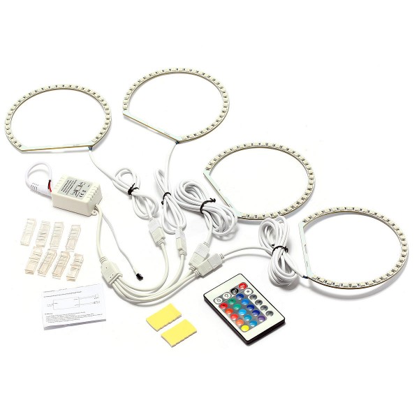 4PCS LED Angel Eyes Lights RGB Halo Ring with Remote Control for BMW E36 E38 E39 E46 M3