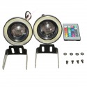 Wireless Control 3.5inch LED RGB Color Fog Lights White Angel Eye Rings Car Lights