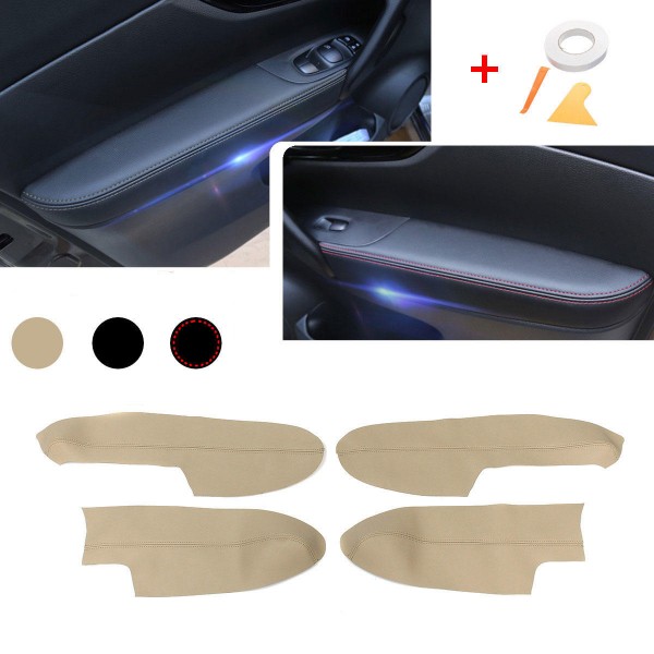 4Pcs/ Set Microfibre Leather Car Door Armrest Cover For Nissan Qashqai 2016-2019