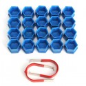 17mm Car Alloy Wheel Trims Nut ABS Plastic Blue Caps Bolts Covers Nuts Set of 20