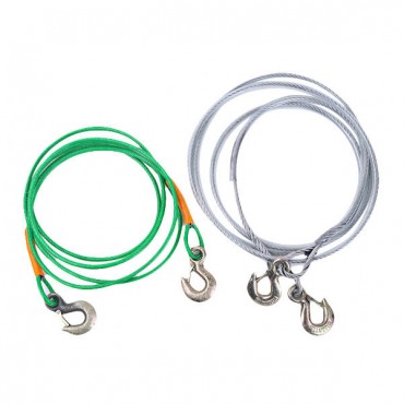 4M Steel Tow Rope Leash Emergency Rescue Trailers Cable With Metal Hooks Universal For Car Truck