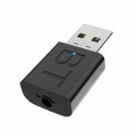 bluetooth 5.0 Audio Wireless Receiver Transmitter 2-In-1 Stereo Adapter USB Black for Car Computer PC TV