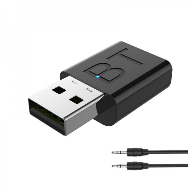 bluetooth 5.0 Audio Wireless Receiver Transmitter 2-In-1 Stereo Adapter USB Black for Car Computer PC TV