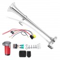 12V 178db Trumpet Air Horn With Compressor Super Loud Single Chrome Universal For Boat Train Car