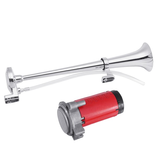 12V 178db Trumpet Air Horn With Compressor Super Loud Single Chrome Universal For Boat Train Car