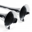12V 24V 300DB Dual Trumpet Air Horn Super Loud For Car Van Boat Pickup Bus Silver