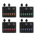 12V-24V 6 Gang Waterproof LED Rocker Switch Panel Voltmeter Battery Car Boat