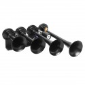 12V Loud 149dB Four Trumpet Train Air Horn Metal Black For Car Truck Boat