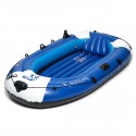 225x127cm 3 Person Inflatable Rowing Boat Bearing 210kg PVC Rubber Fishing with Paddles Pump