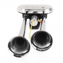 24V 175DB Dual Trumpet Air Horn Chrome Compressor Auto For Car Truck Train Boat