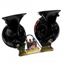 24V 350db Black Dual Tone Electric Bull Waterproof Horn Metal Loud Raging Sound Car Truck Boat