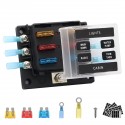 Car Boat Fuse Block 6 Way LED Fuse Junction Box Blade Fuse Terminal Box 12V/24V