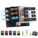 Car Boat Fuse Block 6 Way LED Fuse Junction Box Blade Fuse Terminal Box 12V/24V