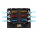 Car Boat Fuse Block 6 Way LED Fuse Junction Box Blade Fuse Terminal Box 12V/24V