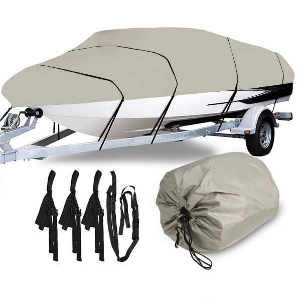 11-13ft/14-16ft/17-19ft/20-22ft 210D Heavy Duty Boat Cover For Fish Ski Bass V-Hull Runabouts Waterproof