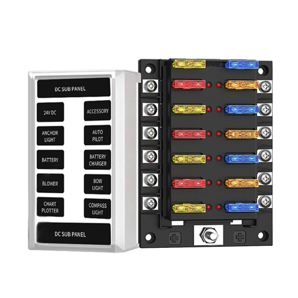 12 Way Car Auto Boat Bus Blade Fuse Box Block Holder with LED Indicator 12V 24V