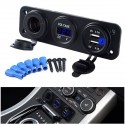 12V 2.1+2.1A Blue LED Rocker Switch Panel Dual USB Charger Power Socket Voltmeter Voltage Display For Car Boat RV