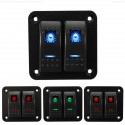 12V 24V 2 Gang IP65 Waterproof LED Car Marine Truck Boat RV Rocker Switch Panel