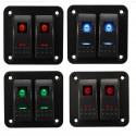 12V 24V 2 Gang IP65 Waterproof LED Car Marine Truck Boat RV Rocker Switch Panel