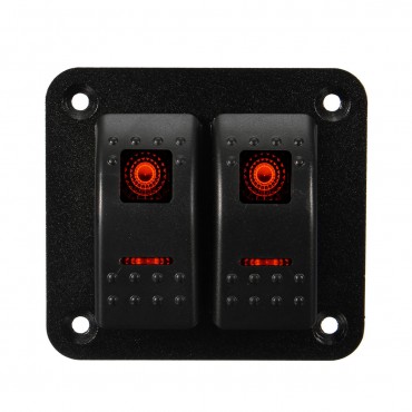 12V 24V 2 Gang IP65 Waterproof LED Car Marine Truck Boat RV Rocker Switch Panel