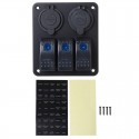 12V-24V 2.1A+1A 3 Gang Rocker Switch Panel ON OFF Socket Dual USB For Car Marine Boat RV