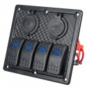 12V-24V 4 Gang LED Car/Marine Boat/RV Rocker Switch Panel Circuit Dual USB Power Socket