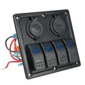 12V-24V 4 Gang LED Car/Marine Boat/RV Rocker Switch Panel Circuit Dual USB Power Socket