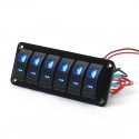 12V 24V 6 Gang Dual LED Light Bar Caravan Marine Boat RV Rocker Switch Panel