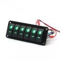 12V 24V 6 Gang Dual LED Light Bar Caravan Marine Boat RV Rocker Switch Panel