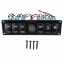 12V-24V 6 Gang LED Digital Voltmeter Marine Ignition Toggle Rocker Switch Panel