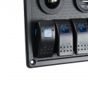 12V 24V 8 Gang Blue LED Rocker Switch Panel Car Marine Boat Dual USB Waterproof