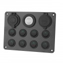 12V-24V 8 Gang Fuse Box Rocker Switch Dual USB Charging Control Panel For Car Boat Bus Waterproof