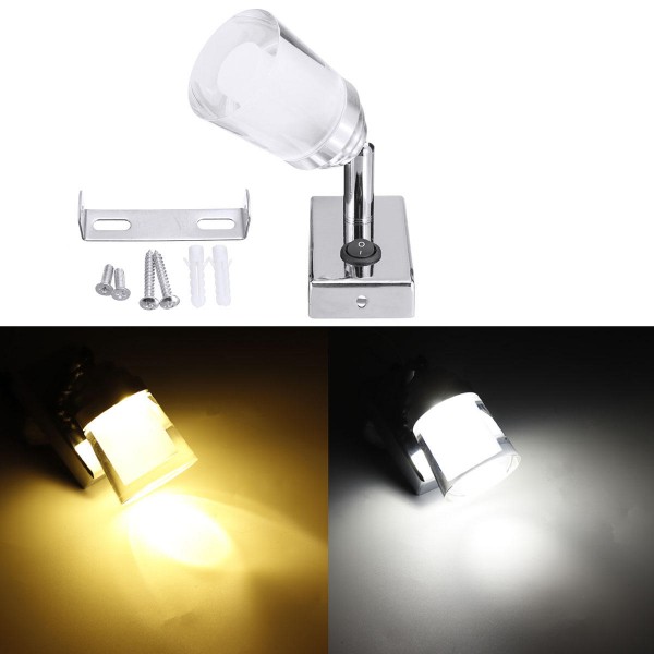 12V-24V Button Control LED Reading Spot Light Swivel Bedside Wall Lamp RV Boat Marine