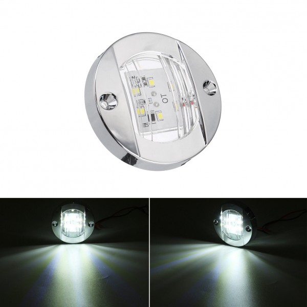 12V 6 LED Round Lights Chrome Transom Mount For Marine Boat Yacht Stern Navigation